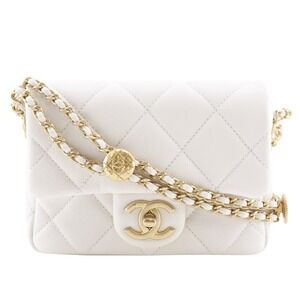 CHANEL Matelasse Flap Shoulder Bag Chain A35200 Caviar Skin Made in Italy Whi...